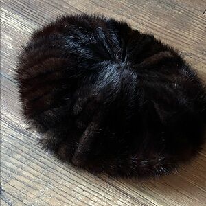 Sears 50’s  Vintage Dark Brown Mink Fur Beret - Women's Hat